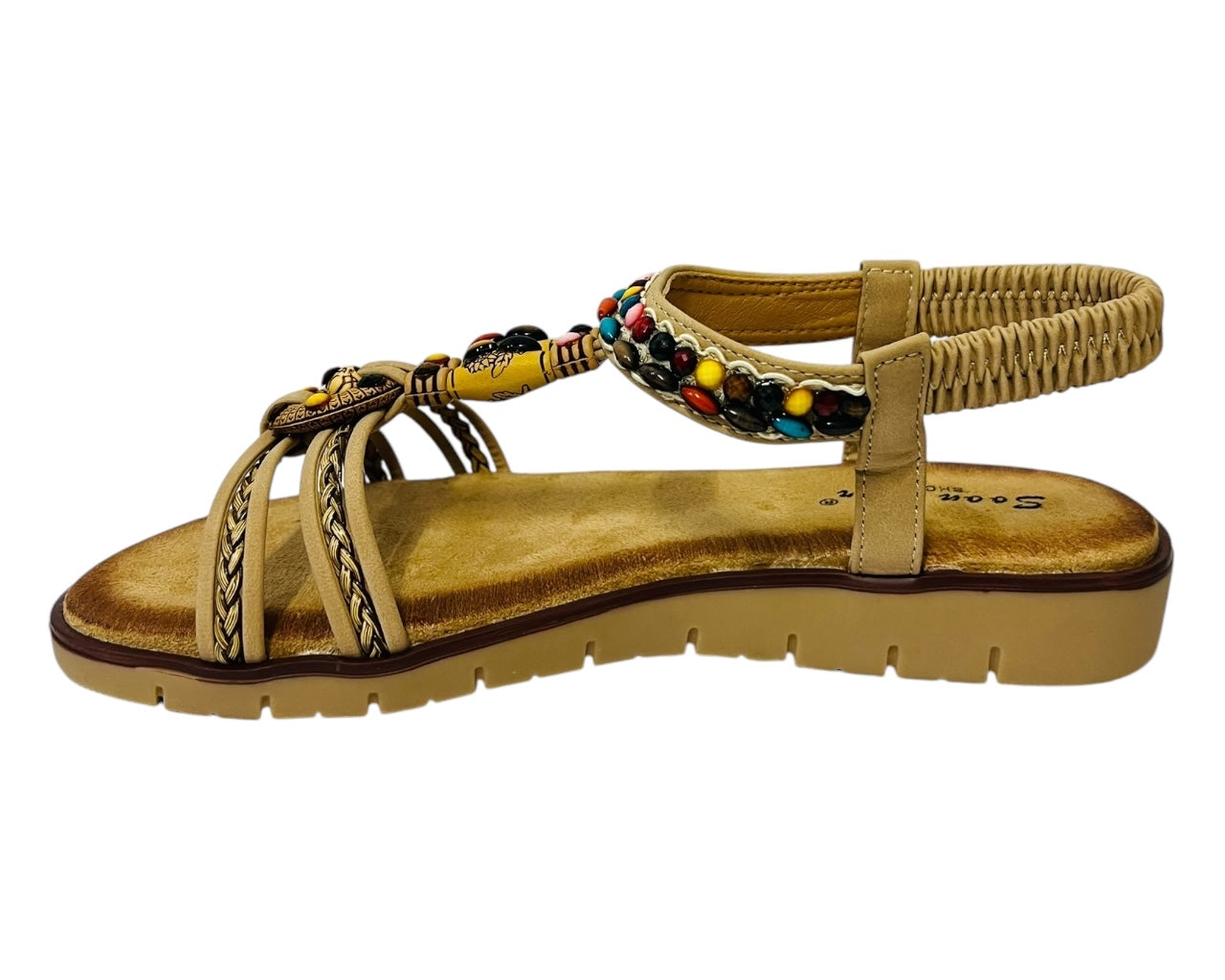 Women's Ankle Strap Flat Beaded Strappy Sandal