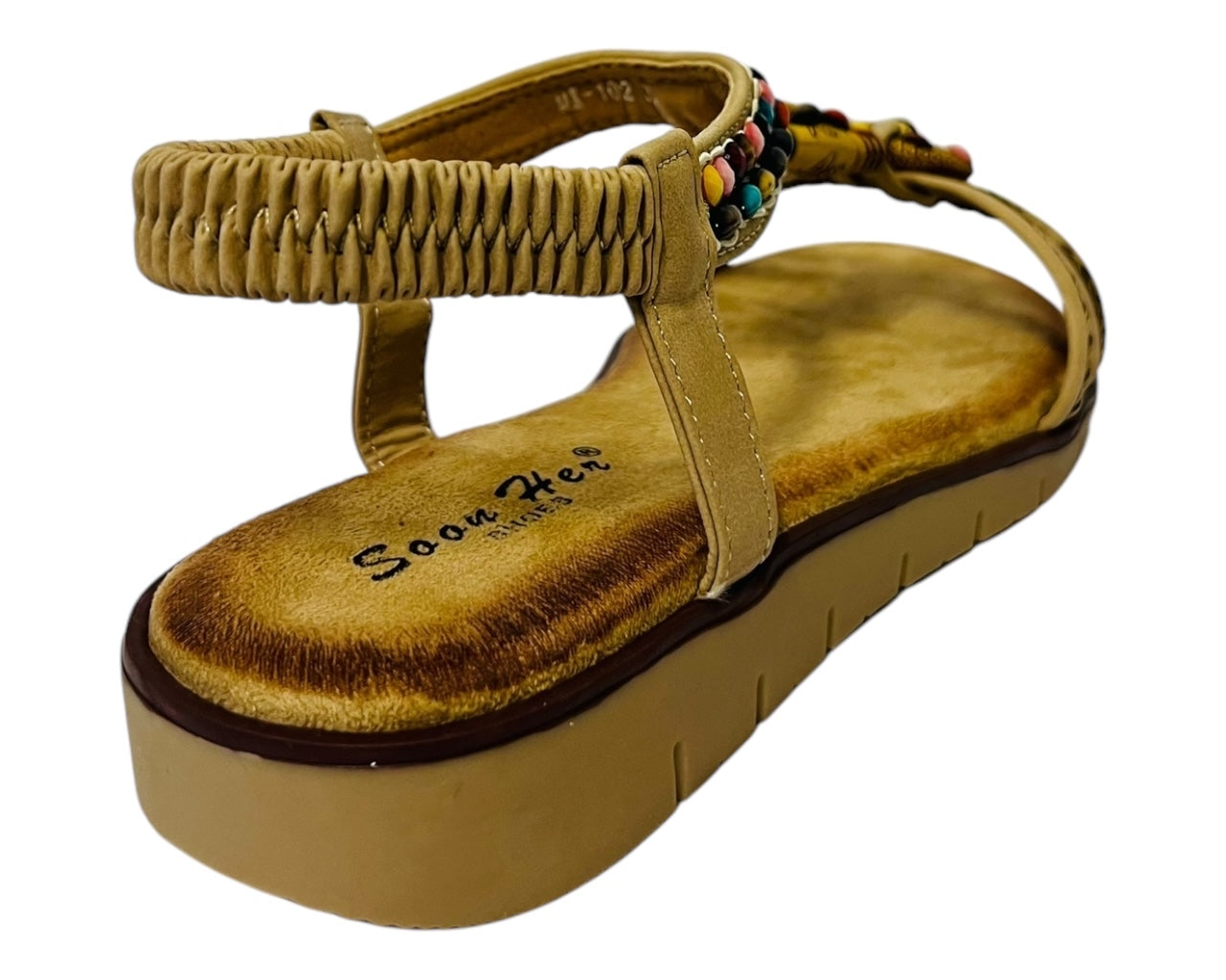 Women's Ankle Strap Flat Beaded Strappy Sandal