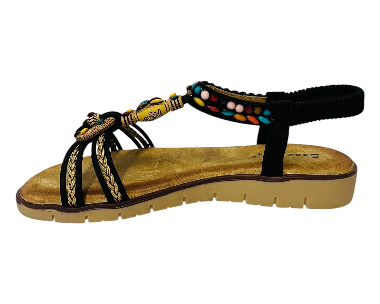 Women's Ankle Strap Flat Beaded Strappy Sandal