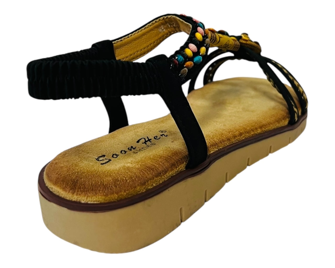 Women's Ankle Strap Flat Beaded Strappy Sandal