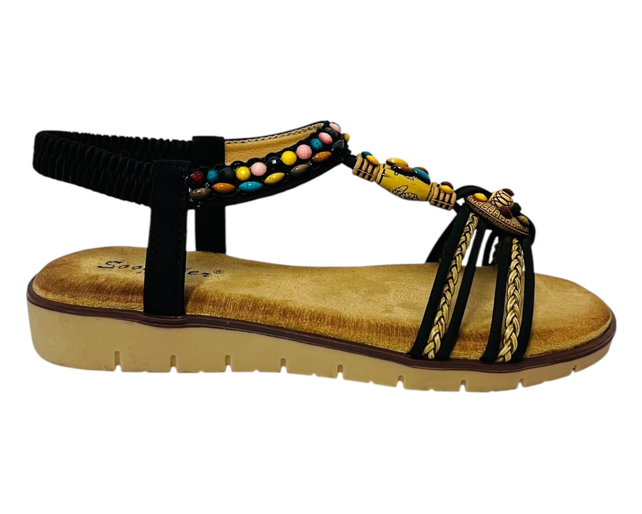 Women's Ankle Strap Flat Beaded Strappy Sandal