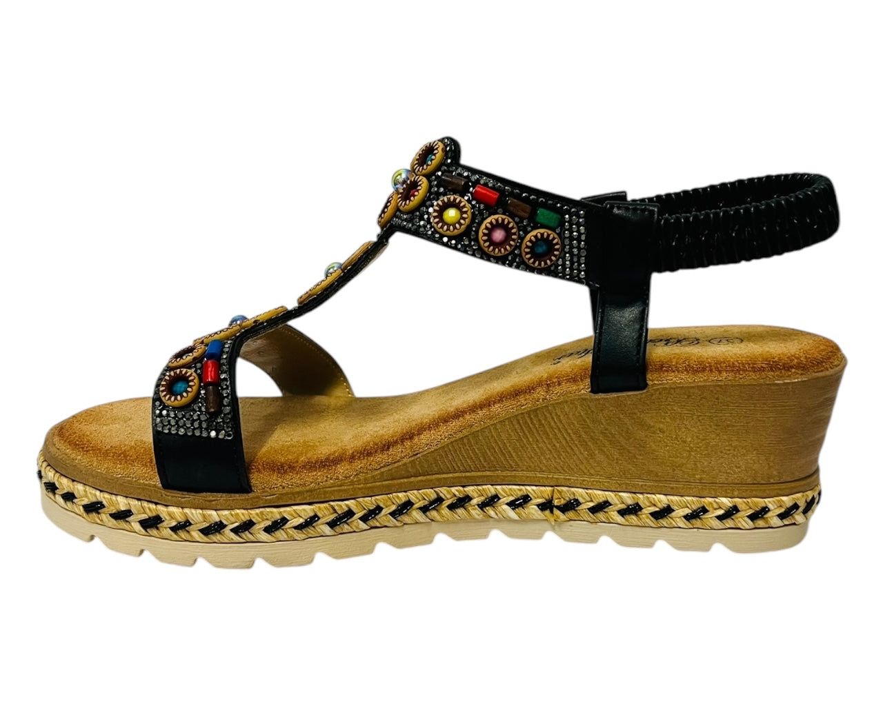 Women's Lightweight Diamante Slip On Wedge Sandals