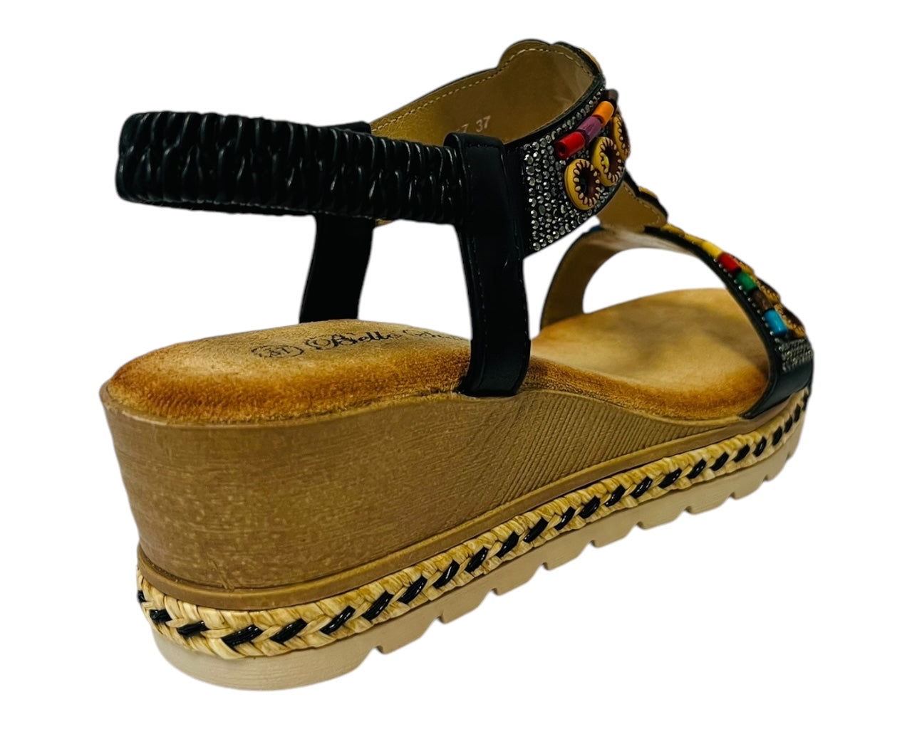 Women's Lightweight Diamante Slip On Wedge Sandals