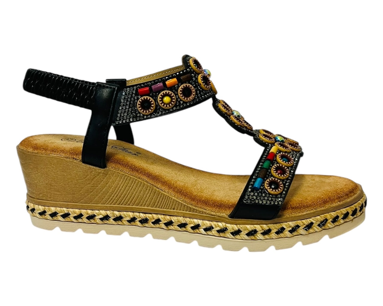 Women's Lightweight Diamante Slip On Wedge Sandals