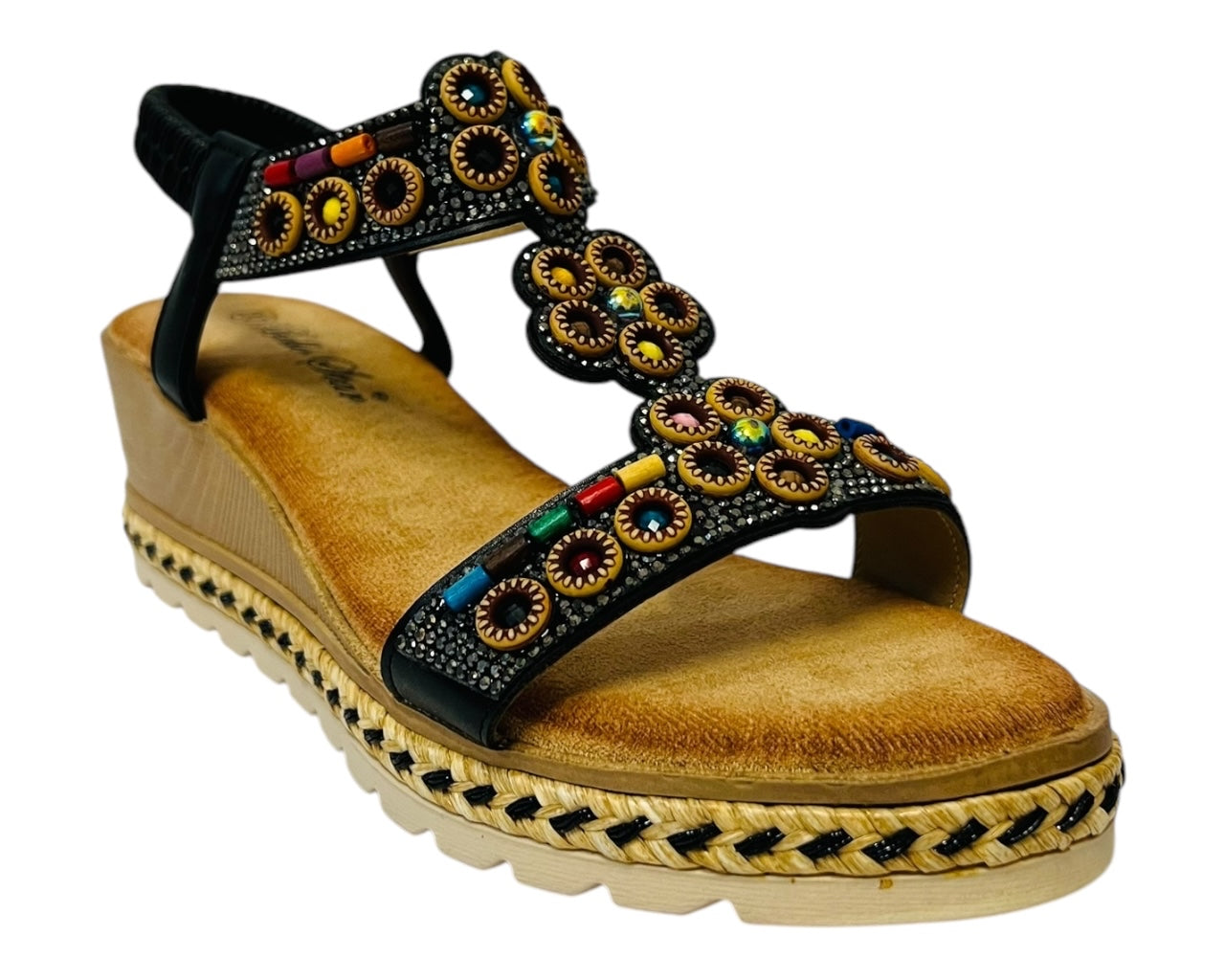 Women's Lightweight Diamante Slip On Wedge Sandals