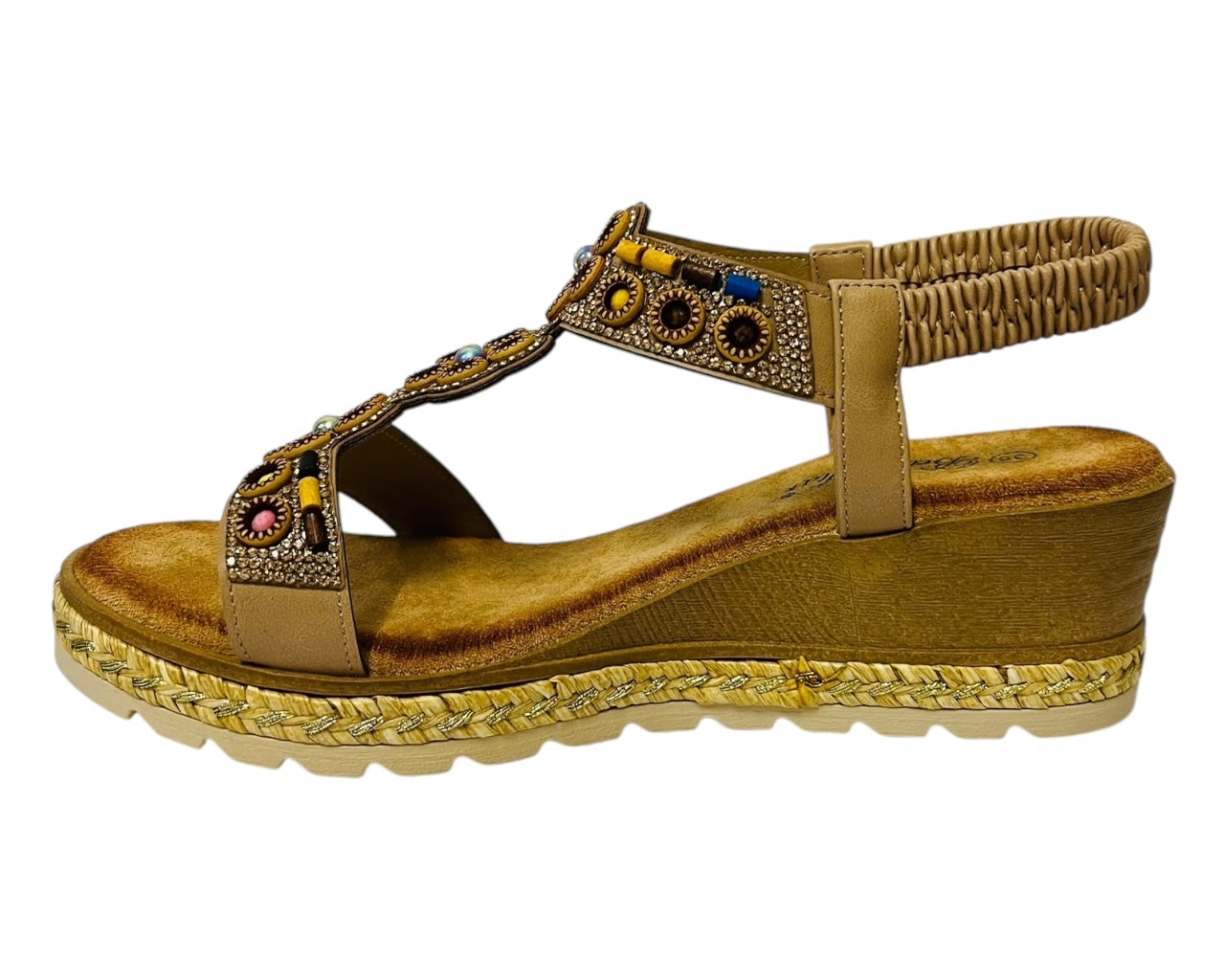 Women's Lightweight Diamante Slip On Wedge Sandals