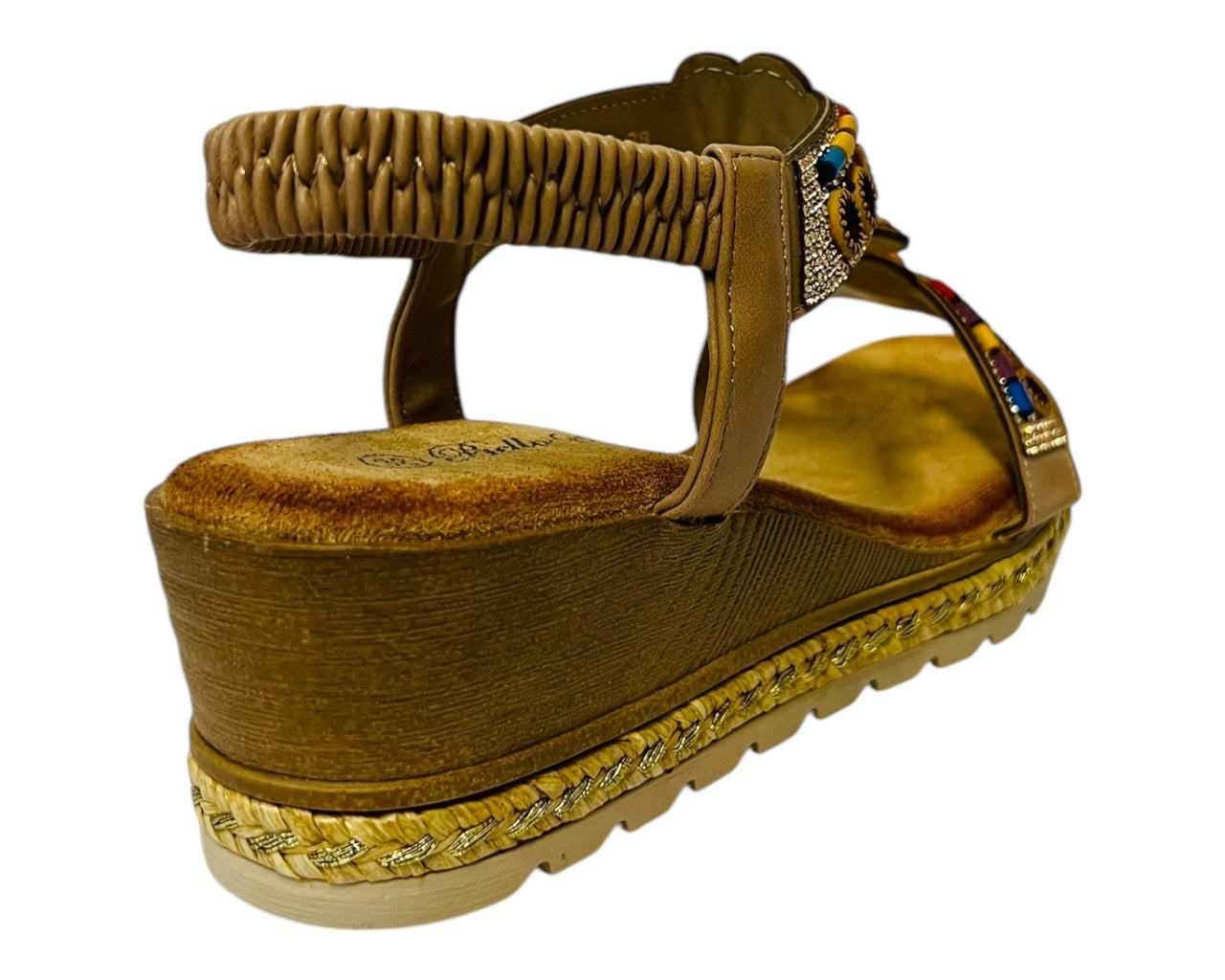 Women's Lightweight Diamante Slip On Wedge Sandals