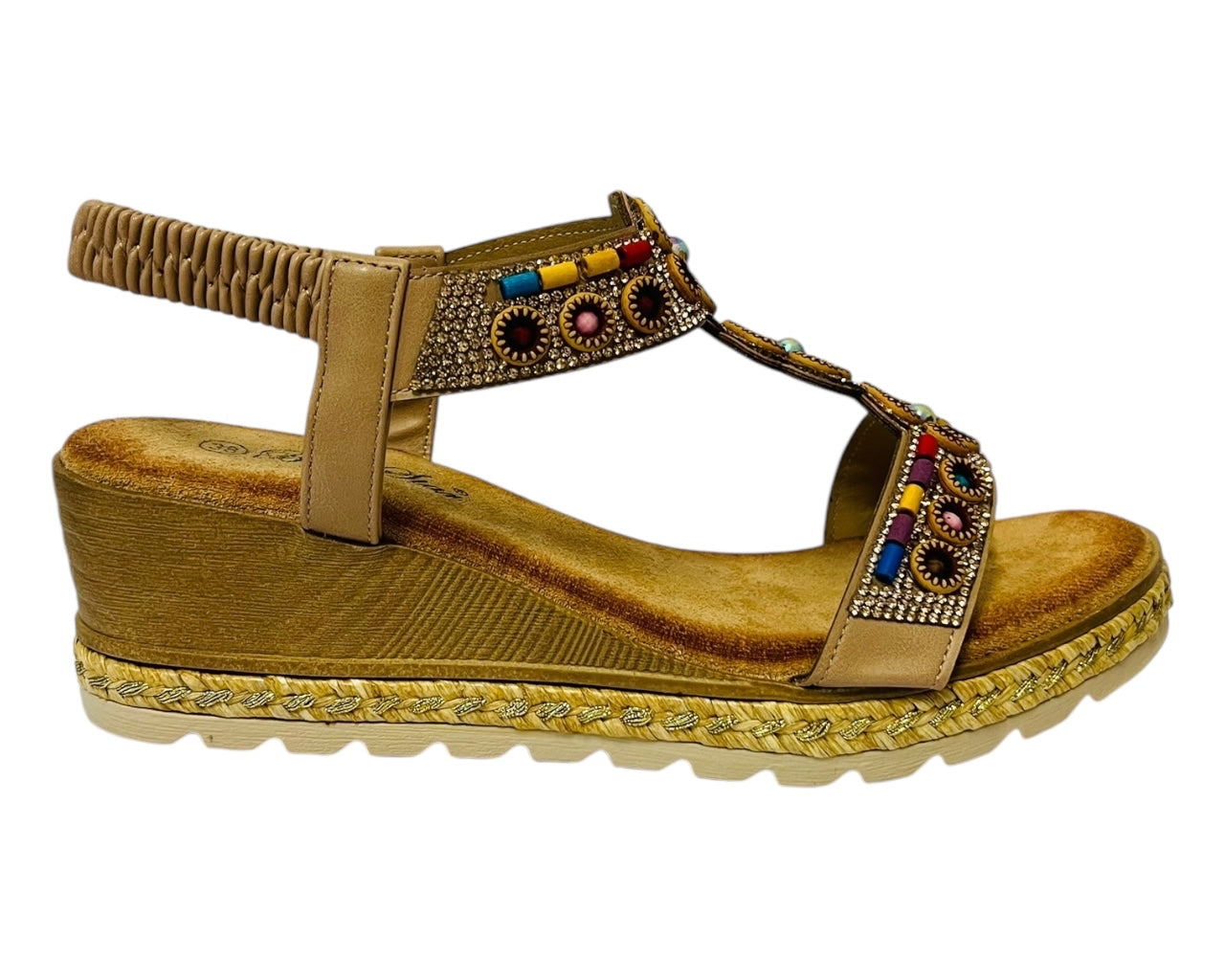 Women's Lightweight Diamante Slip On Wedge Sandals