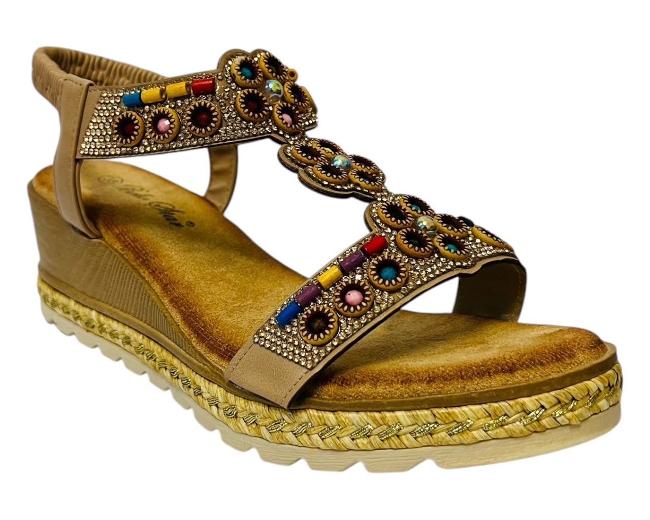 Women's Lightweight Diamante Slip On Wedge Sandals
