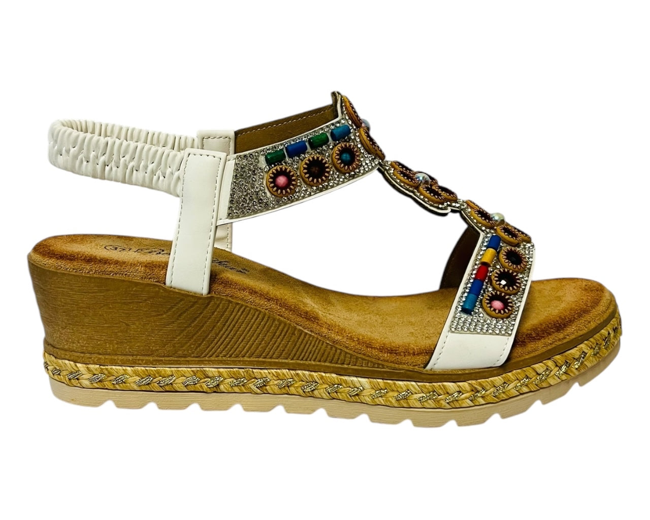 Women's Lightweight Diamante Slip On Wedge Sandals