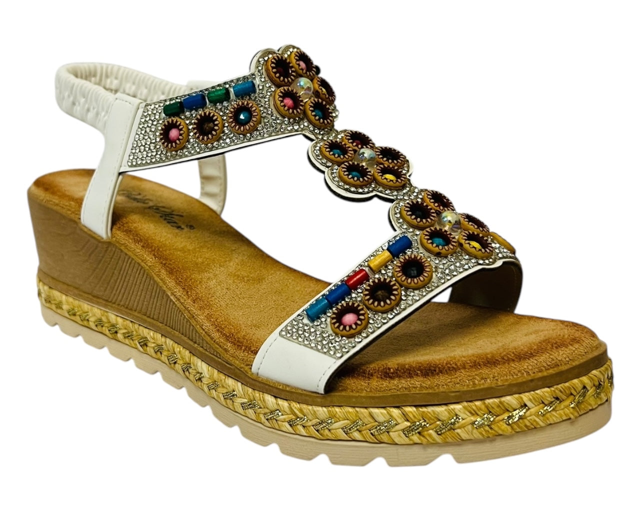 Women's Lightweight Diamante Slip On Wedge Sandals