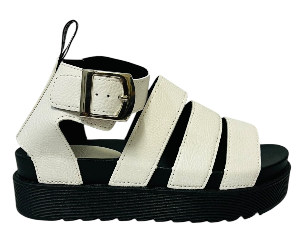 Women's Faux Leather Chunky Sole Gladiator Sandals Black