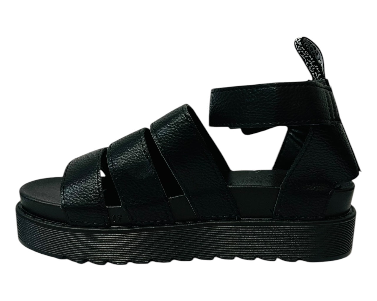 Women's Faux Leather Chunky Sole Gladiator Sandals Black