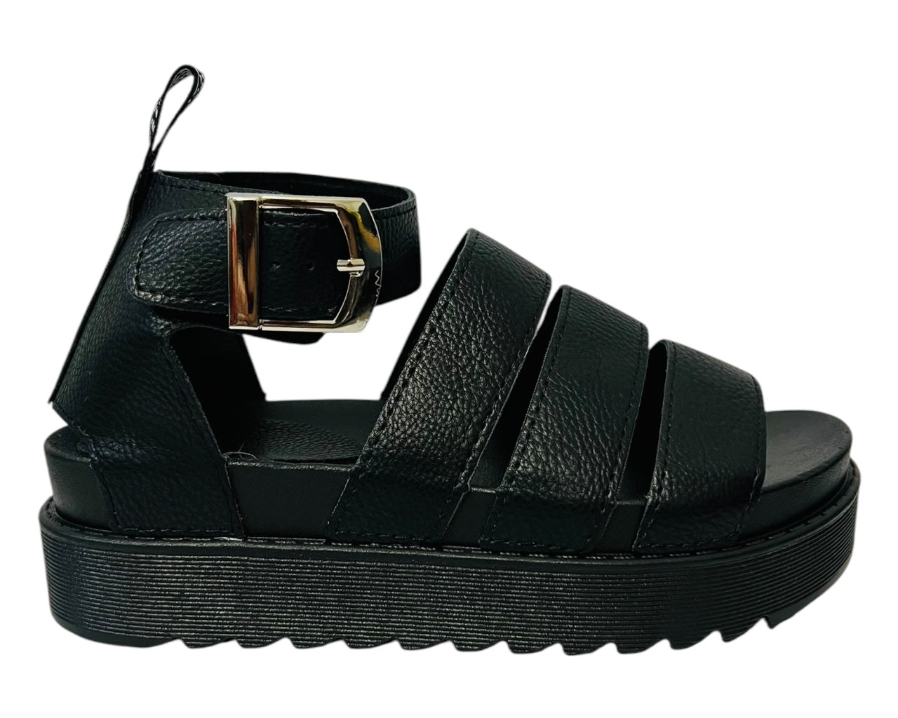 Women's Faux Leather Chunky Sole Gladiator Sandals Black