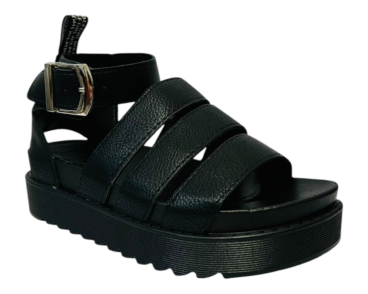 Women's Faux Leather Chunky Sole Gladiator Sandals Black
