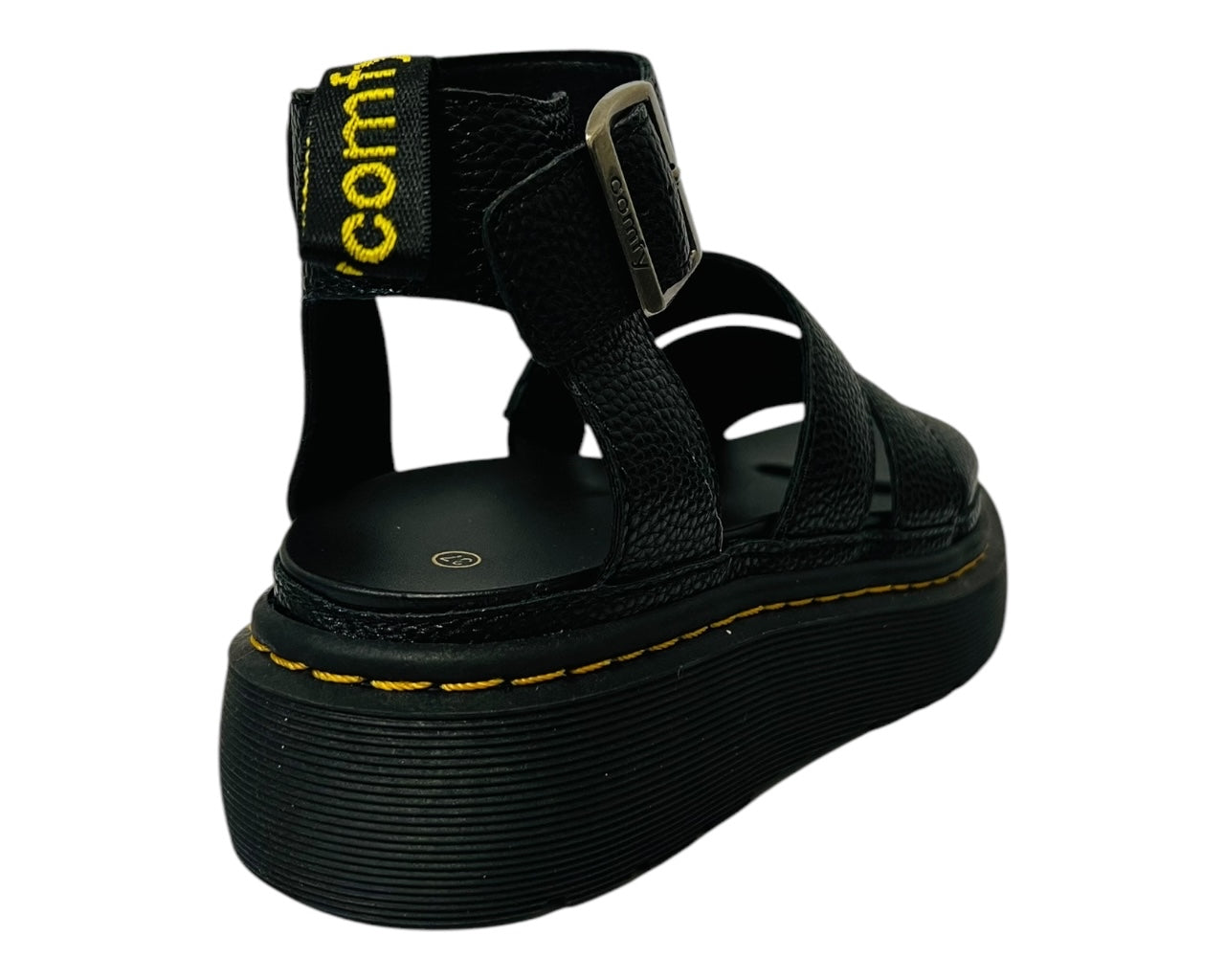 Women's Faux Leather Chunky Sole Gladiator Sandals Black
