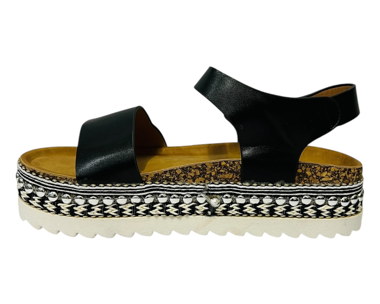 Women's Ankle Strap Faux Leather Wedge Sandals