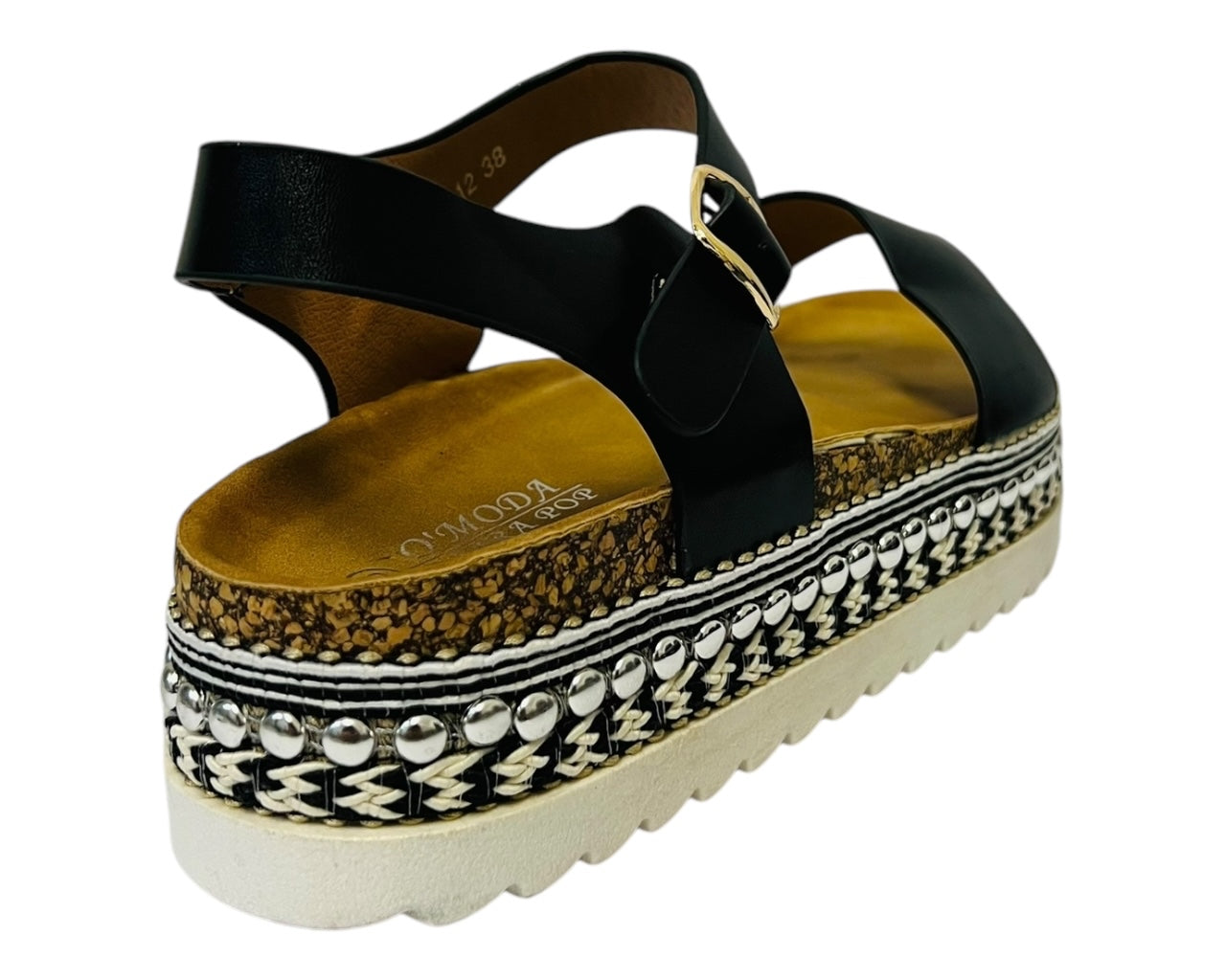 Women's Ankle Strap Faux Leather Wedge Sandals