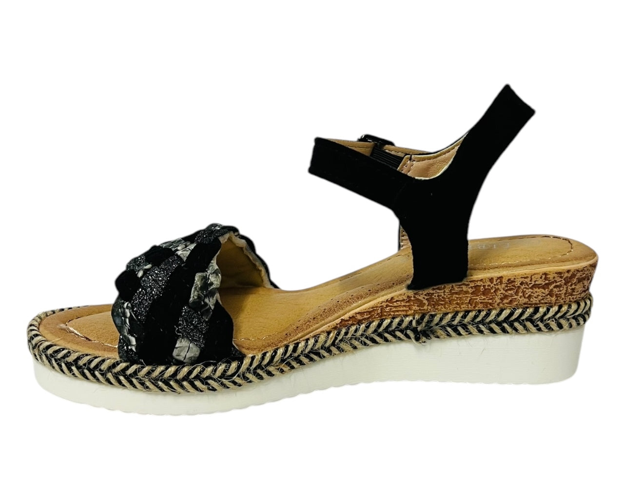Women's Faux Leather Padded Ankle Strap Wedge Sandals