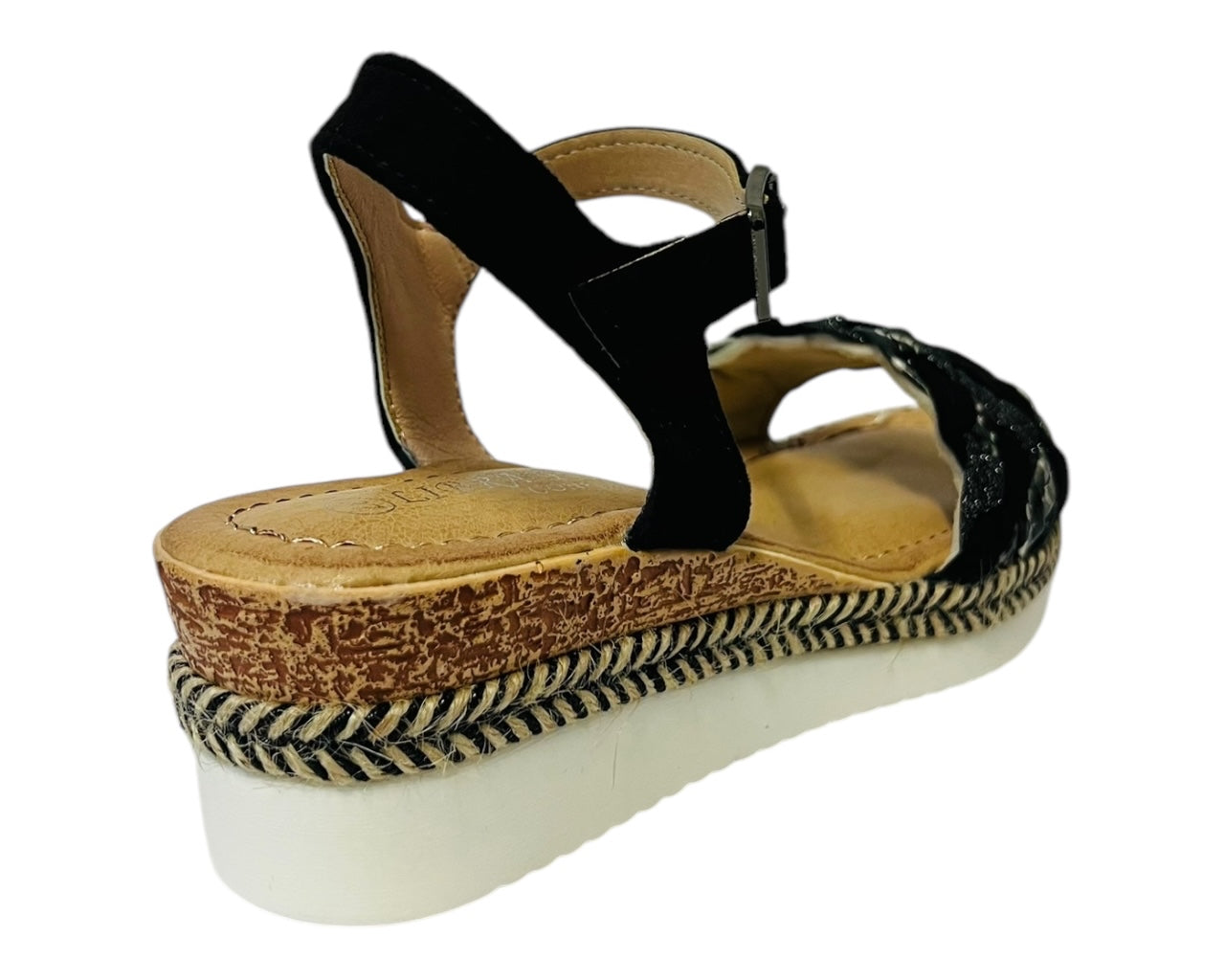Women's Faux Leather Padded Ankle Strap Wedge Sandals