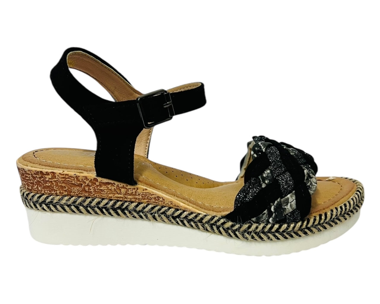 Women's Faux Leather Padded Ankle Strap Wedge Sandals