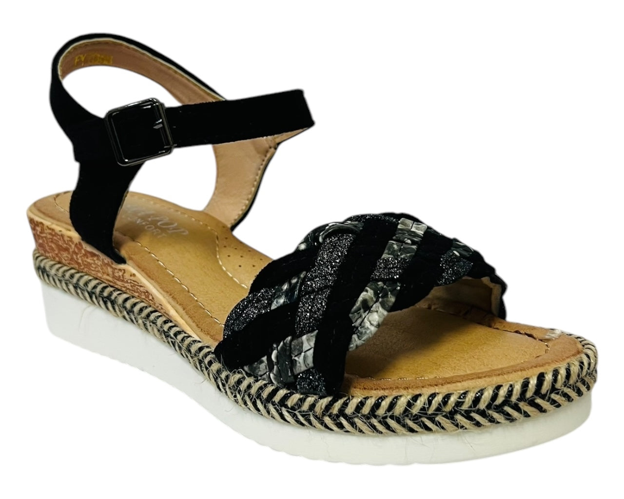 Women's Faux Leather Padded Ankle Strap Wedge Sandals