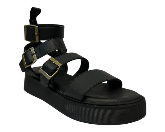 Women's Ankle Strap Platform Gladiator Sandals Black