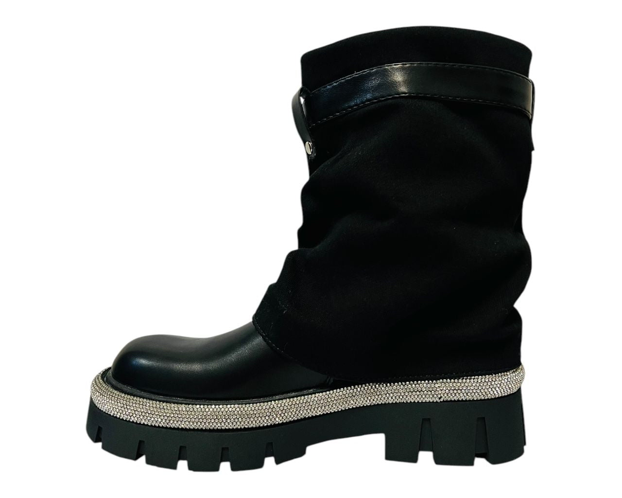 Women's Fold Over Rhinestone Ankle Boots