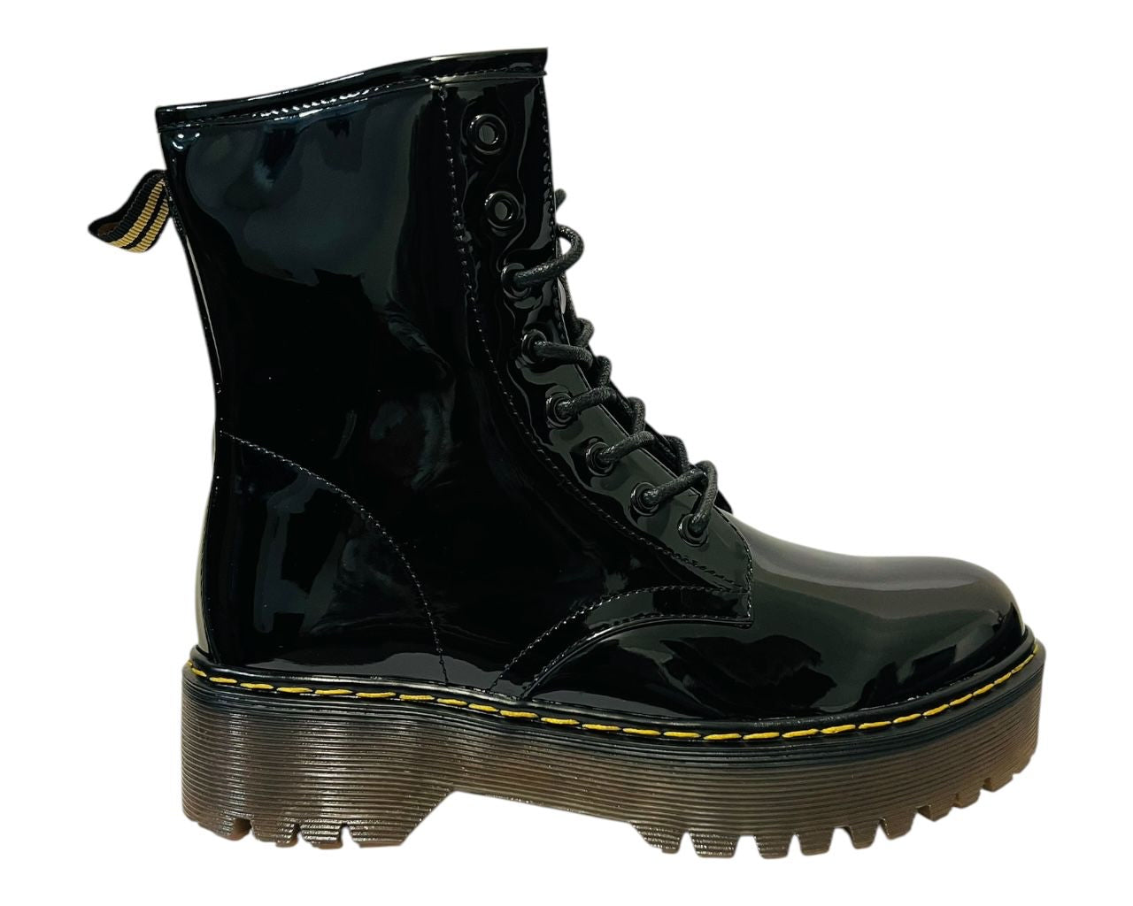 Women's Platform Faux Leather Ankle Boots with Zip and Laces