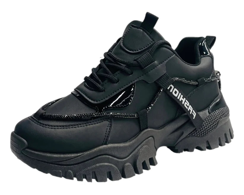 Women's Chunky Sole Lace Up Sports Trainers