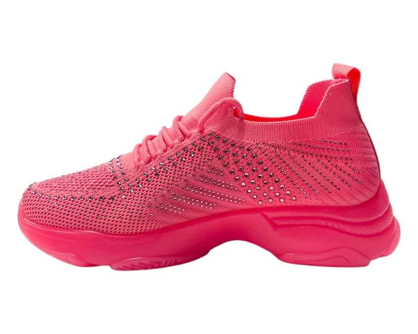 Diamante-Embellished Sock-Style Lace-Up Sneakers