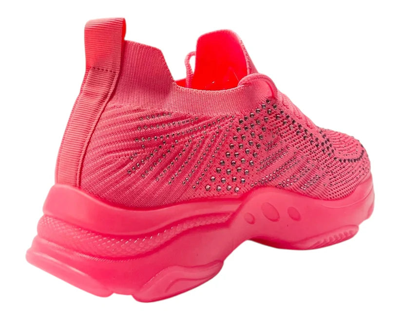 Diamante-Embellished Sock-Style Lace-Up Sneakers