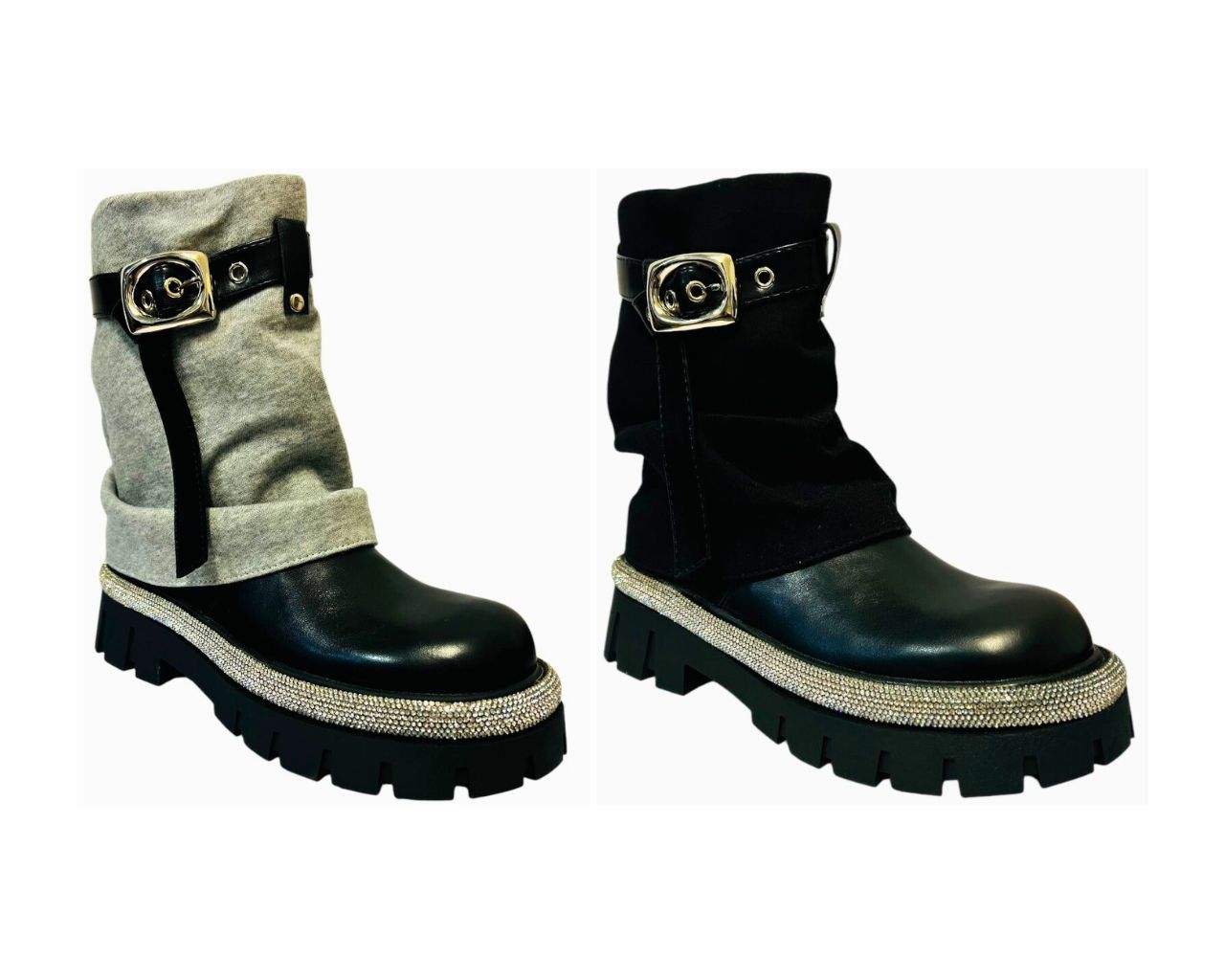 Women's Fold Over Rhinestone Ankle Boots