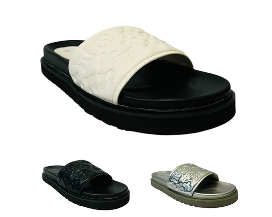 Women's Faux Leather Flat Sliders