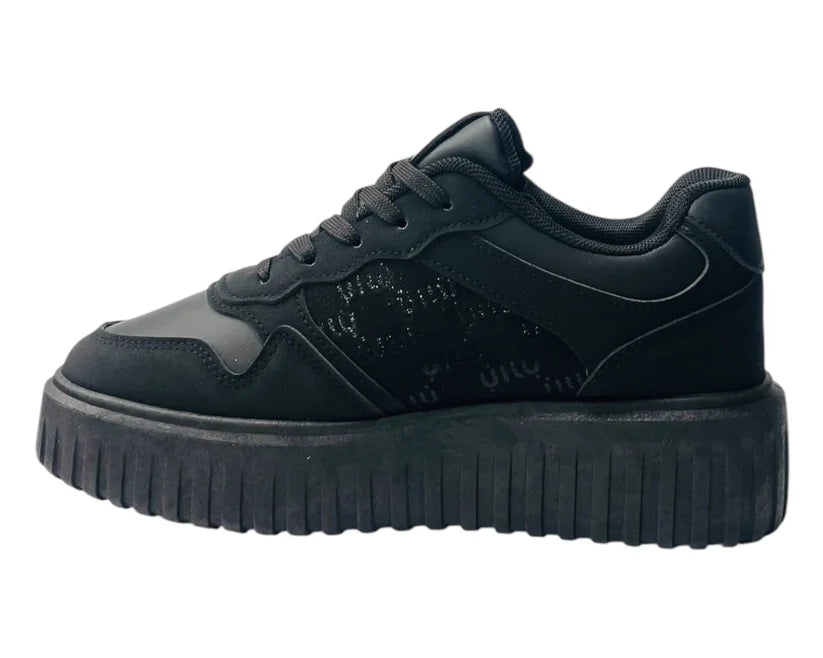 Platform Lace-Up Trainers in Faux Leather