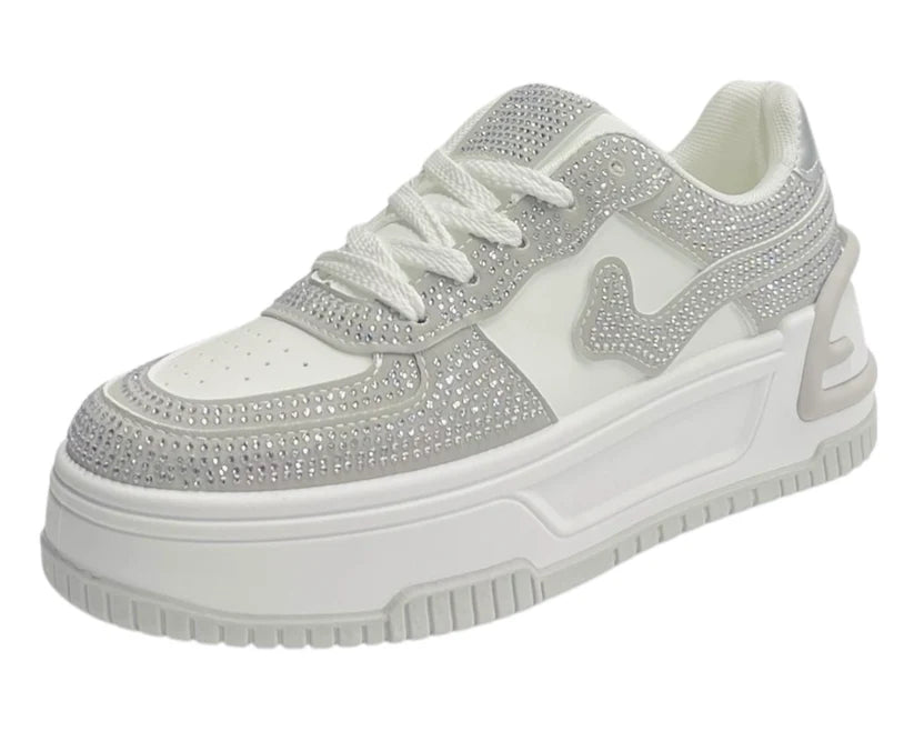 Platform Rhinestone Lace Up Trainers