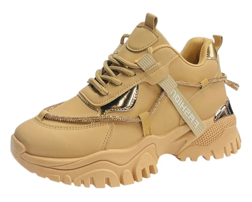 Women's Chunky Sole Lace Up Sports Trainers