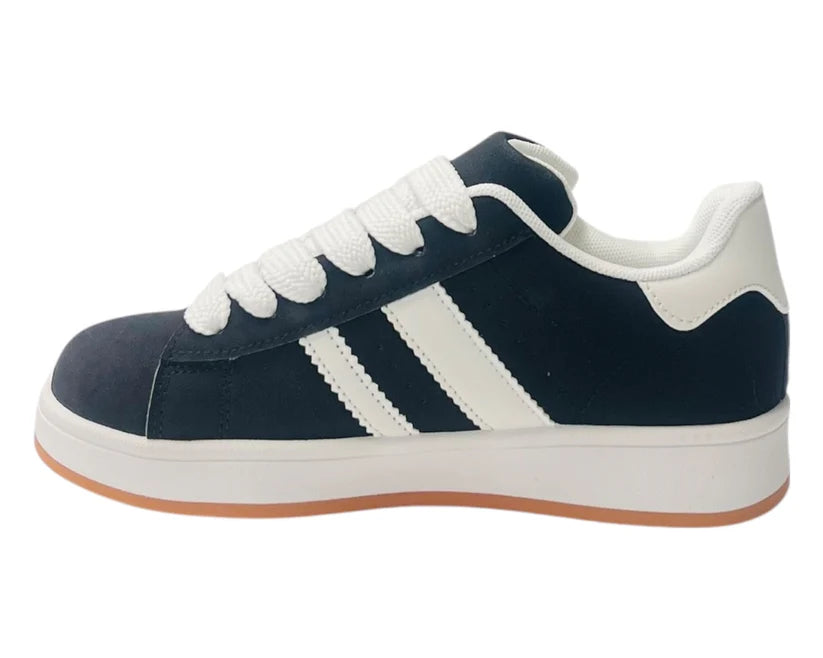 Faux Leather Lace-Up Sports Trainers