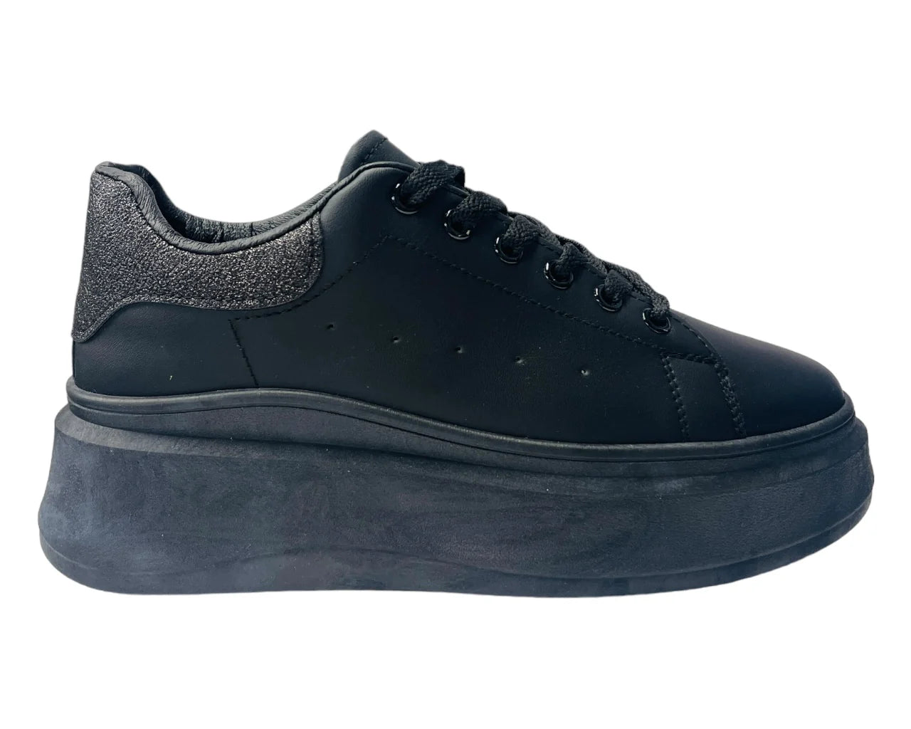 Women's Faux Leather Chunky Sole Lace Up Trainers