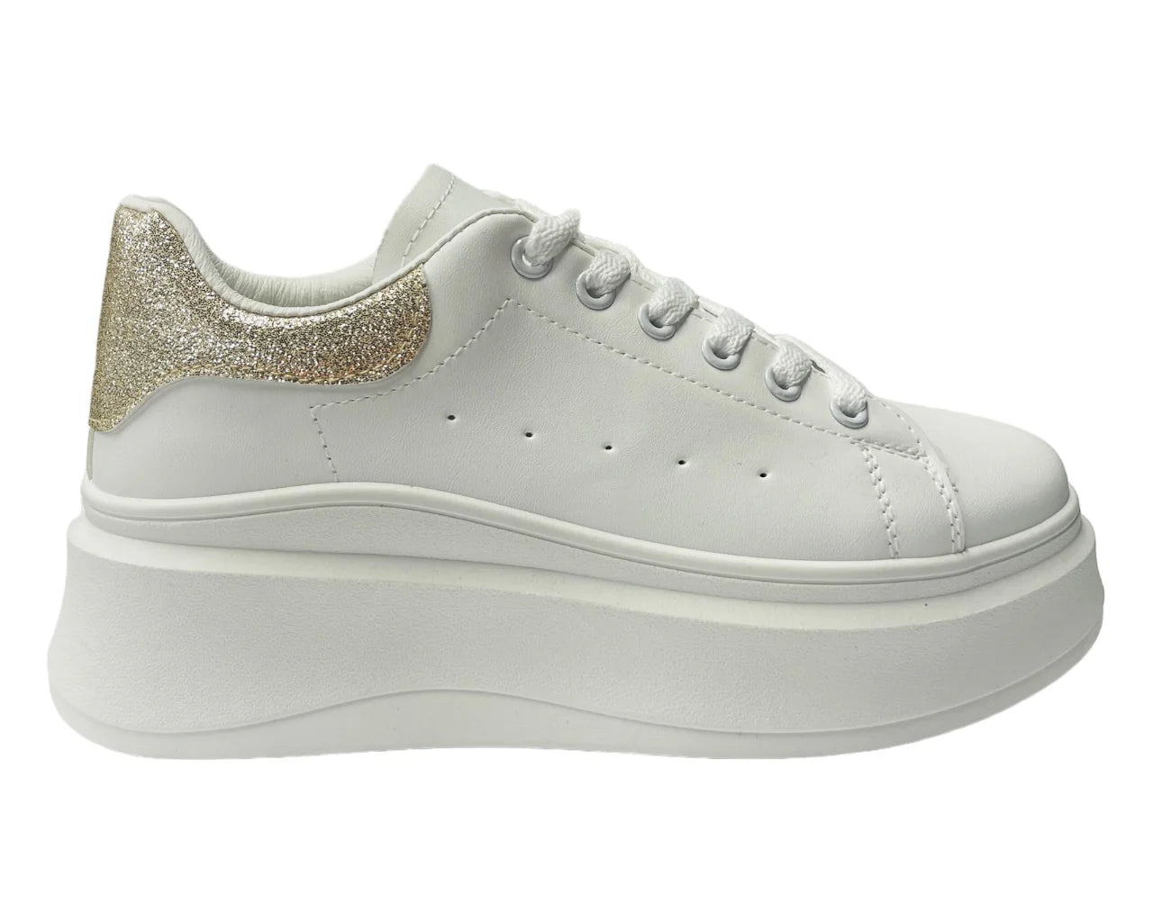 Women's Faux Leather Chunky Sole Lace Up Trainers