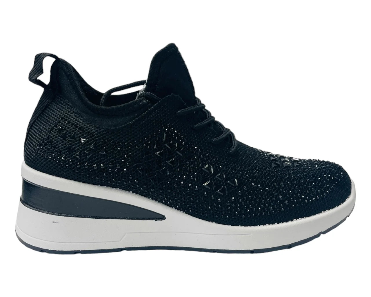 Women's Casual Wedge Diamante Lace Up Trainers