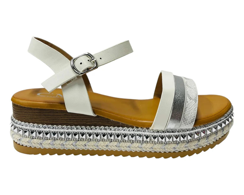 Women's Ankle Strap Faux Leather Wedge Sandals
