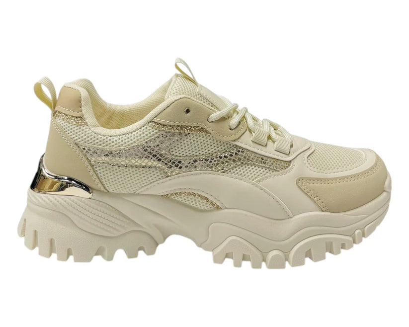 Women's Junior's Chunky Sole Lace Up Sports Trainers