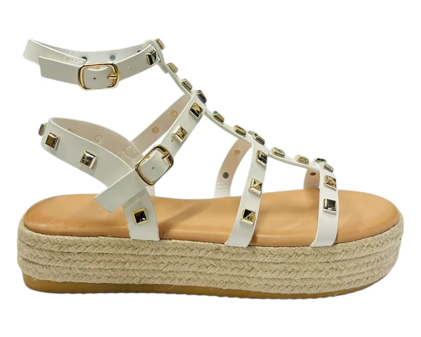 Women's Stud Gladiator Espadrille Platform Sandals