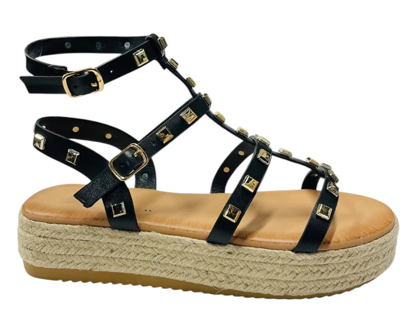 Women's Stud Gladiator Espadrille Platform Sandals