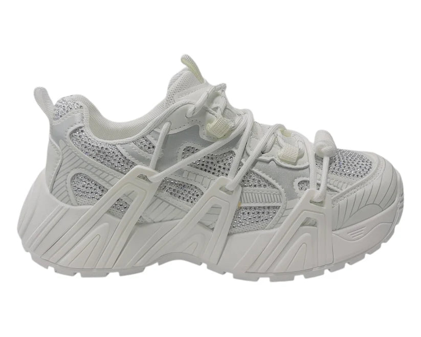 Chunky Sole Rhinestone Lace Up Sports Trainers