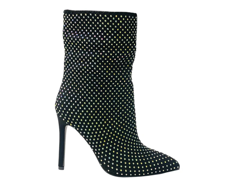 Stiletto Ankle Boots with Rhinestones