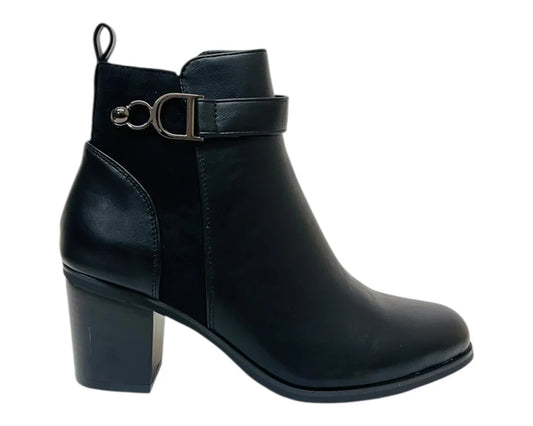 Faux leather ankle boots with a block heel
