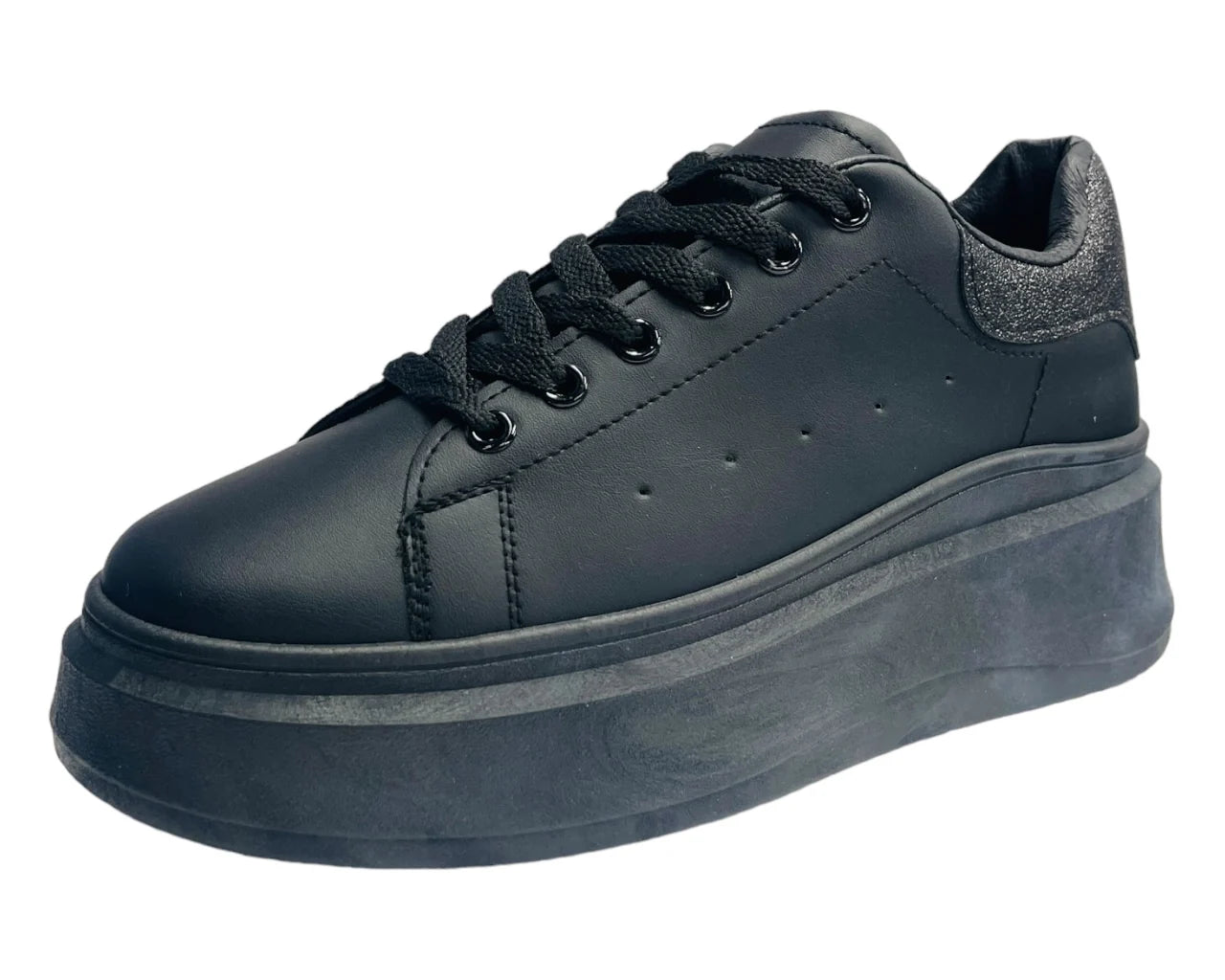 Women's Faux Leather Chunky Sole Lace Up Trainers