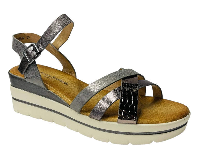 Women's Faux Leather Padded Ankle Strap Wedge Sandals